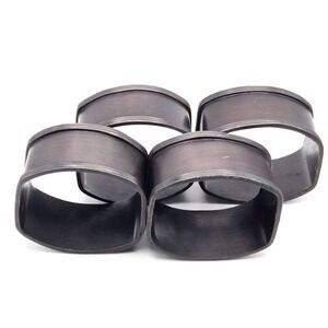 Set of 4 Napkin Rings Classic Look Brushed Bronze/Copper Raised Rim Edges